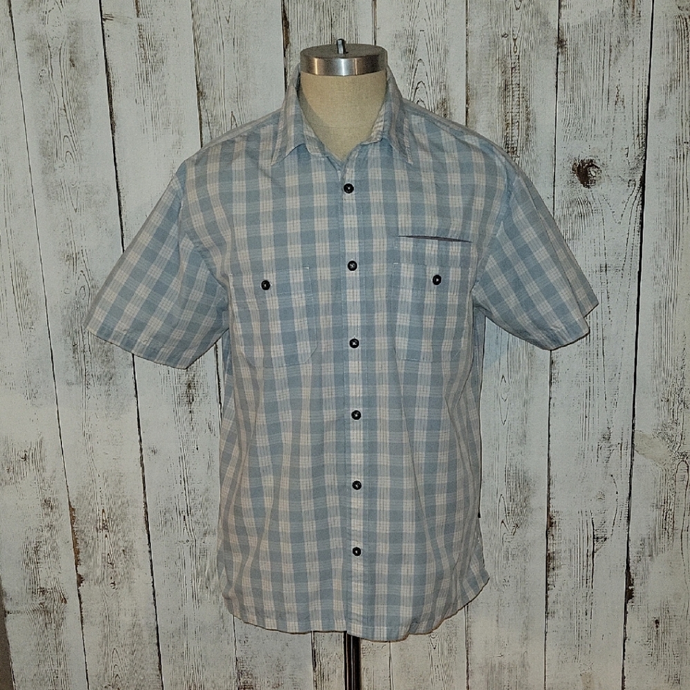 Howler Brothers Light Blue Plaid Button Down Shirt